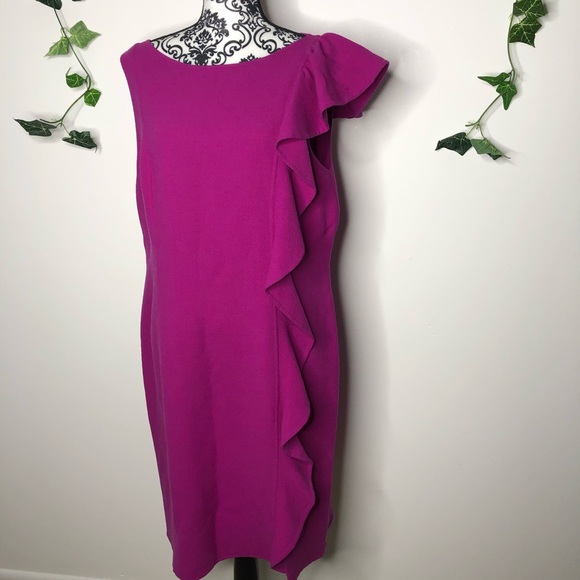 St. John Side Ruffle Sleeveless Knit Dress - Picture 3 of 8